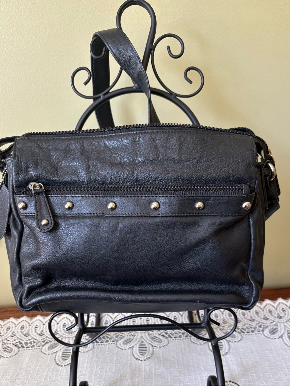 Genuine Black Leather Women’s Crossbody Bag